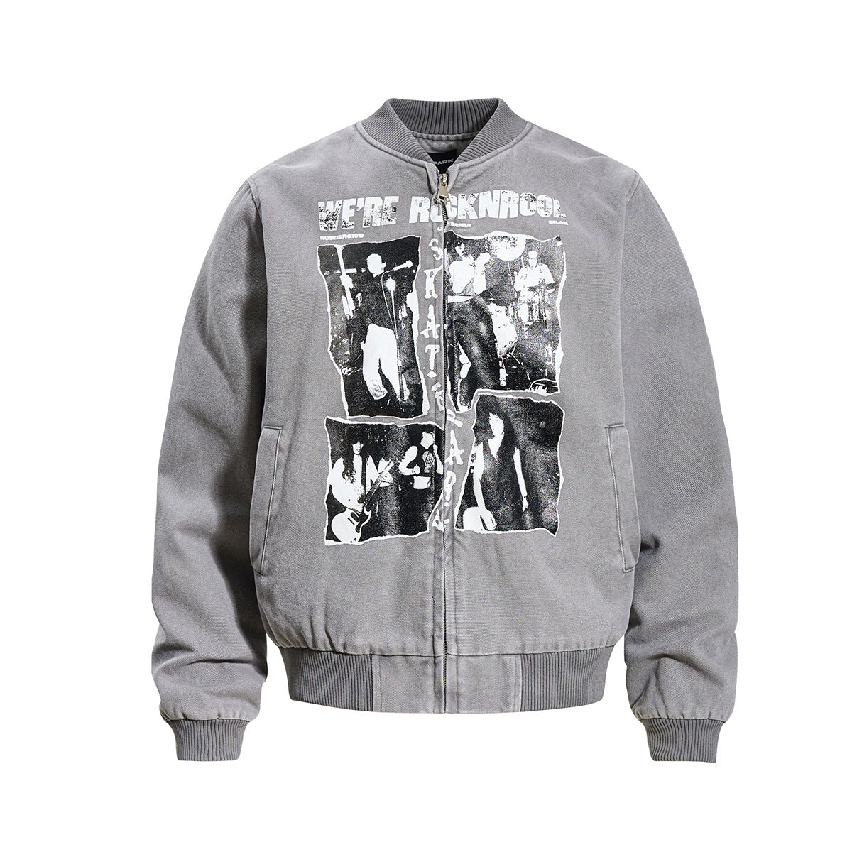 Bomber homme effet délavé – Imprimé rétro Dark Street