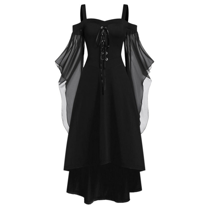 Robe Sorcière Gothique à Laçage & Manches Voilées