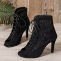 Bottines Gothiques en Dentelle Noire à Lacets – Étreinte Nocturne