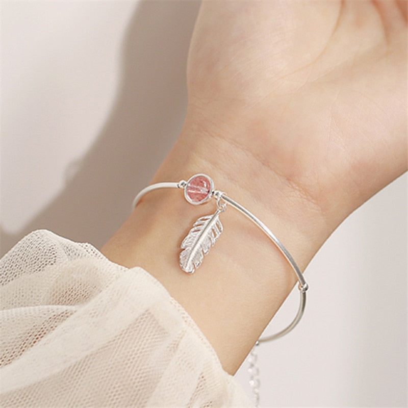 Bracelet Plume d’Argent – Argent 925 & Cristal