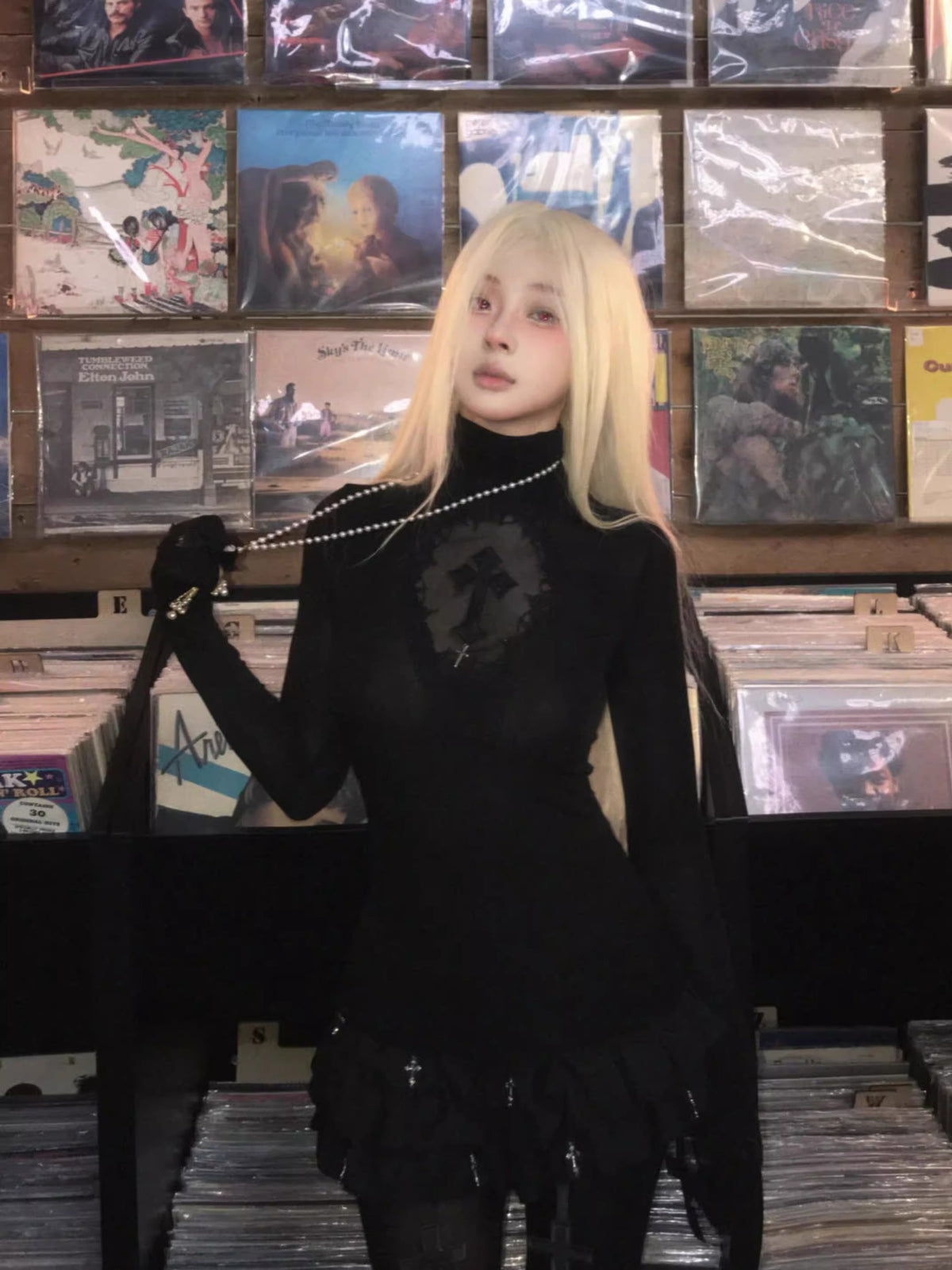 🖤 Nocturne Sacré — Jupe Gothique à Volants & Croix
