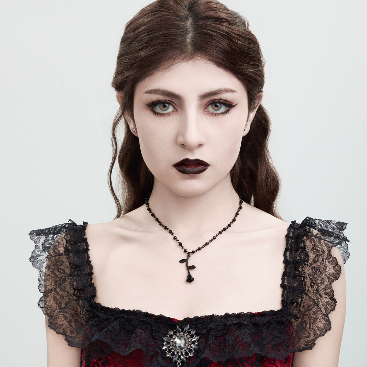 🖤 Le Serment de Minuit — Collier de Perles Noires & Cristal