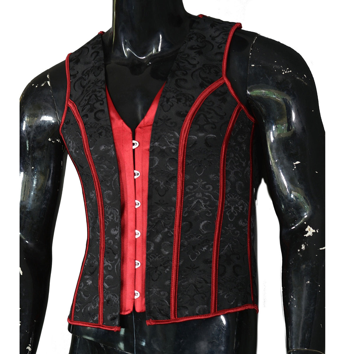 Gilet Corset Gothique Homme Noir & Rouge – Ombre Écarlate