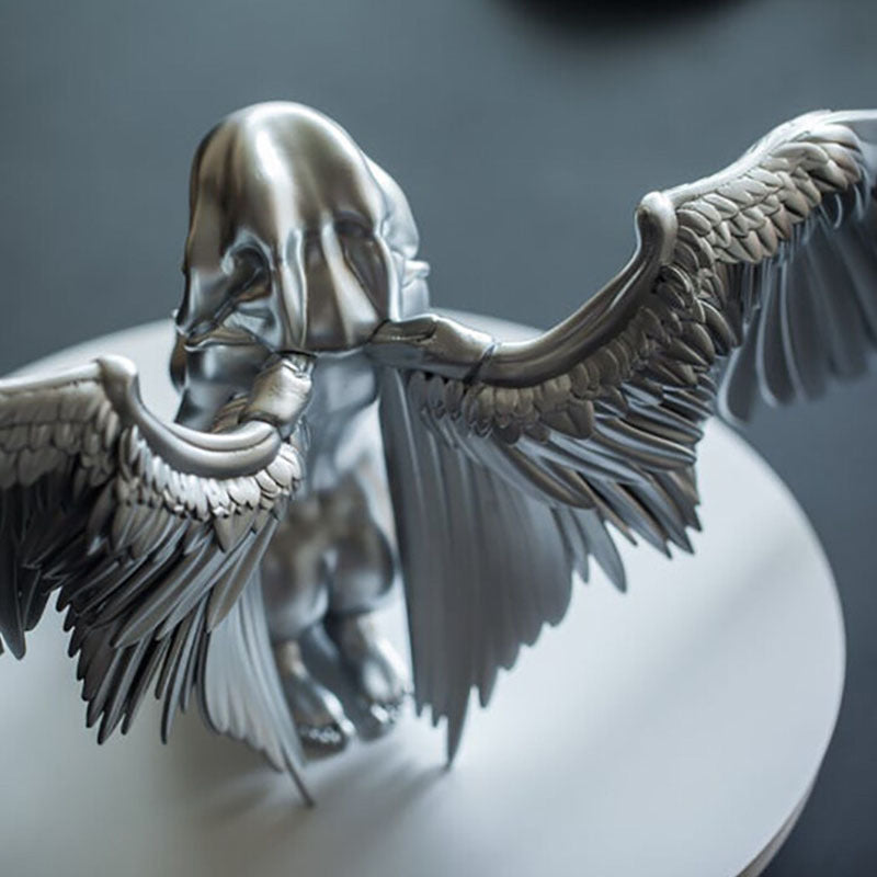 L’Ange du Silence — Figurine Ange Déchu Argenté
