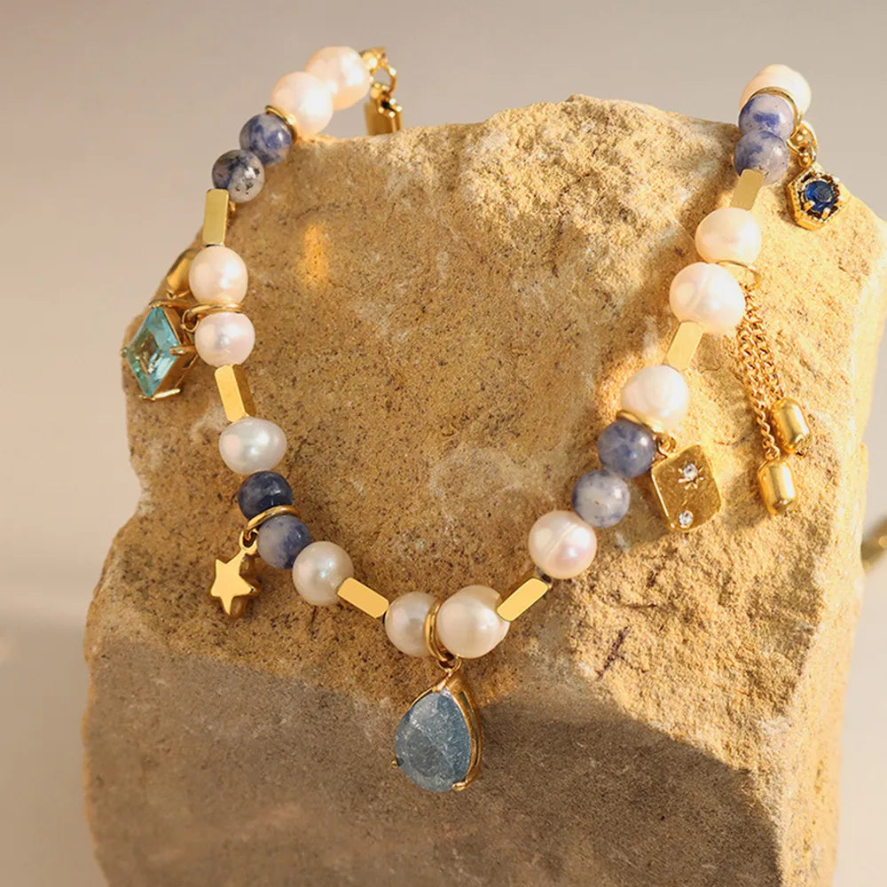Collier Perles d’Azur – Perles d’Eau Douce & Pierres Naturelles