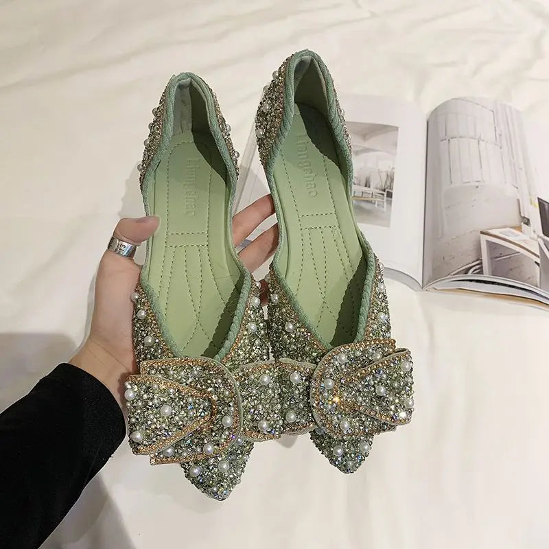 Ballerines Bijou des Profondeurs – Cristaux & Nœud Scintillant