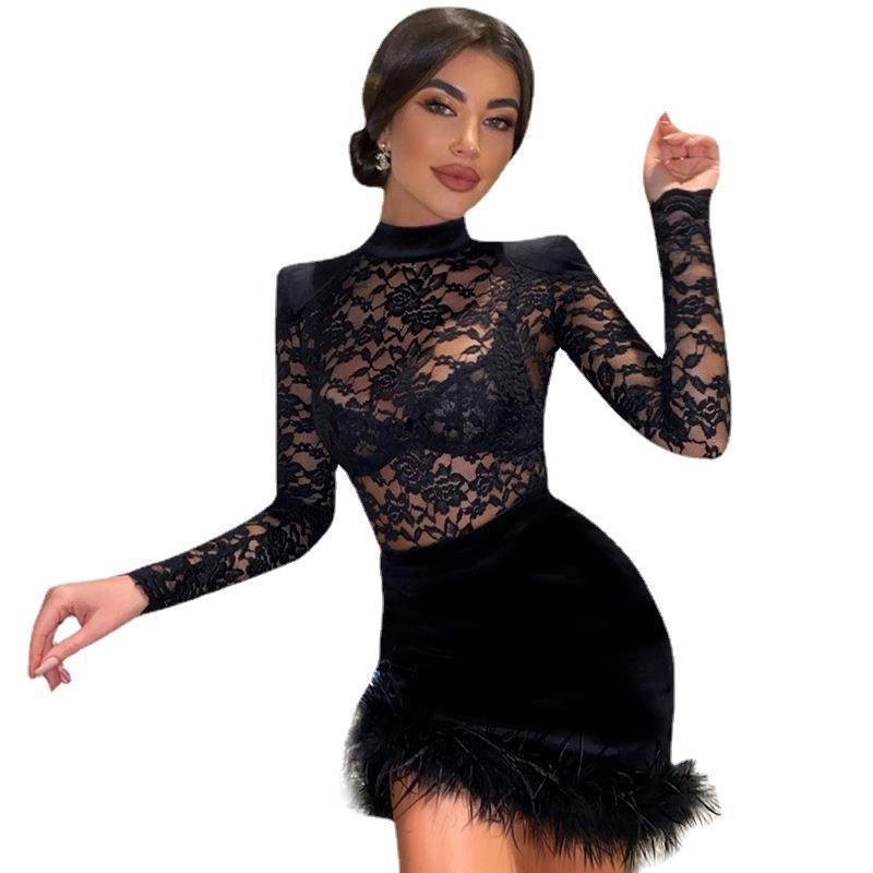 Robe Noire Dentelle & Velours – Nuit Vaudou