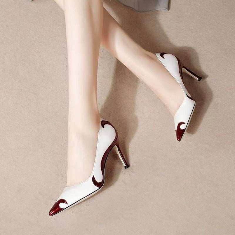 Escarpins Reine des Glaces – Satin Bicolore à Talon Aiguille
