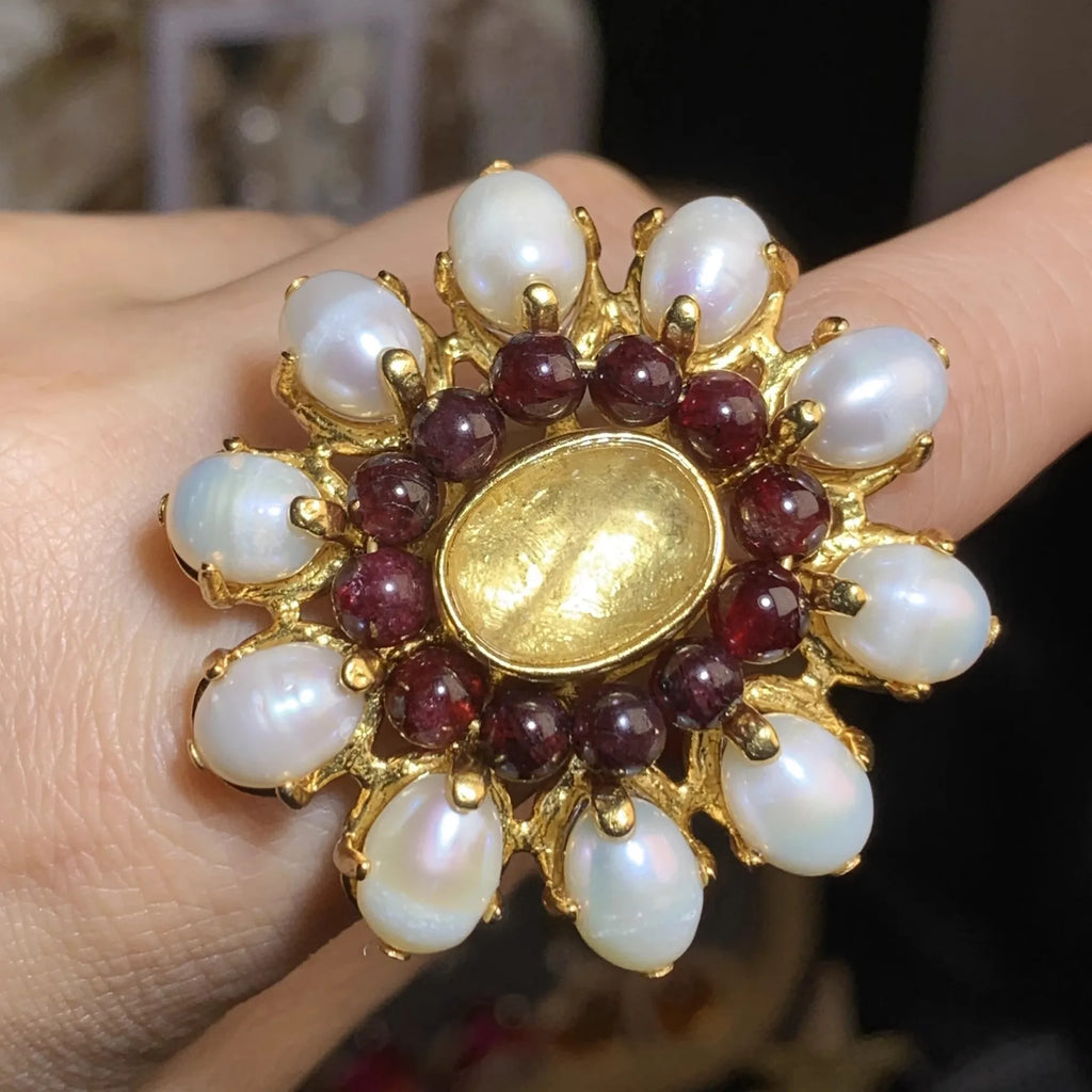 Bague-Broche Baroque aux Perles & Cristal – Éclat de Cour