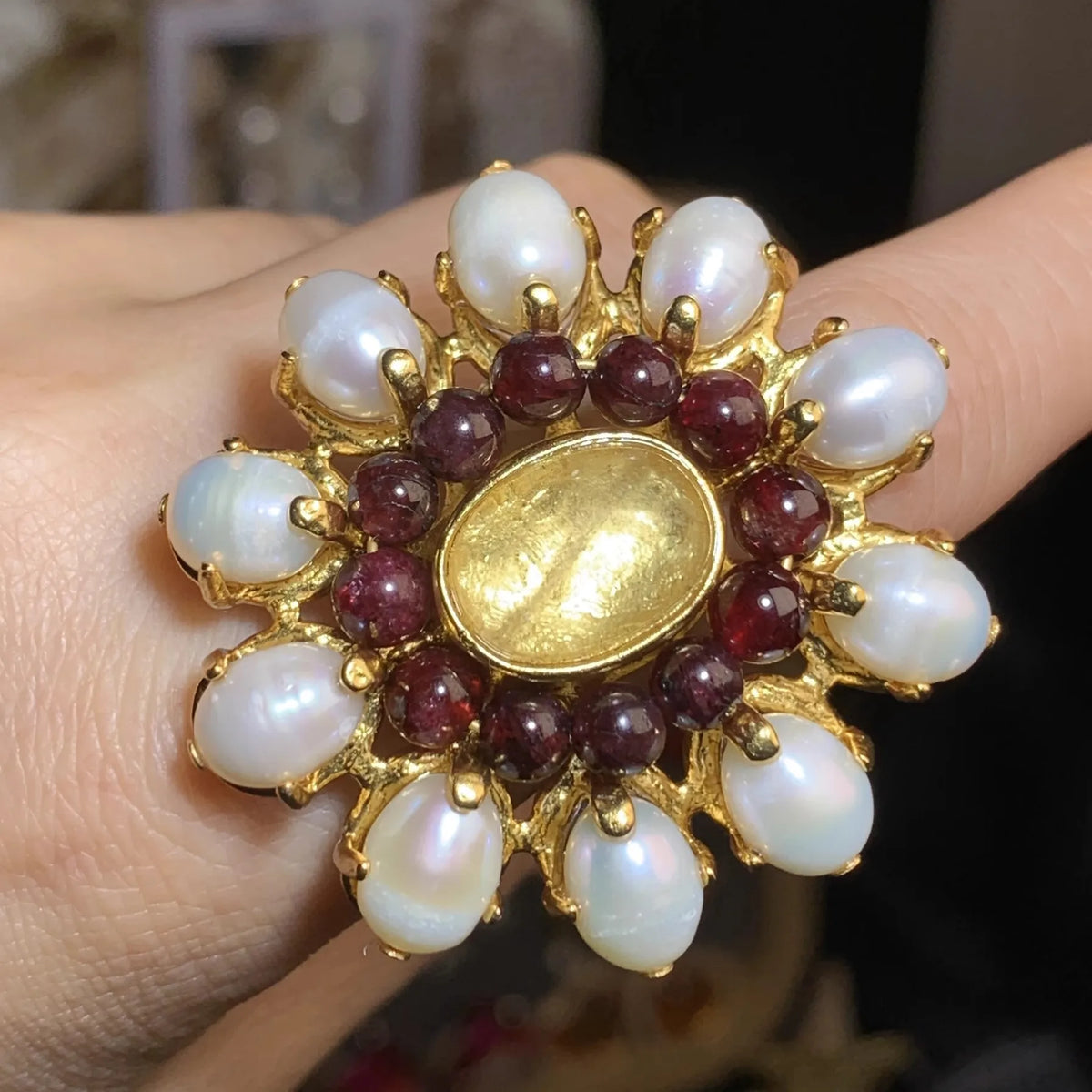 Bague-Broche Baroque aux Perles & Cristal – Éclat de Cour