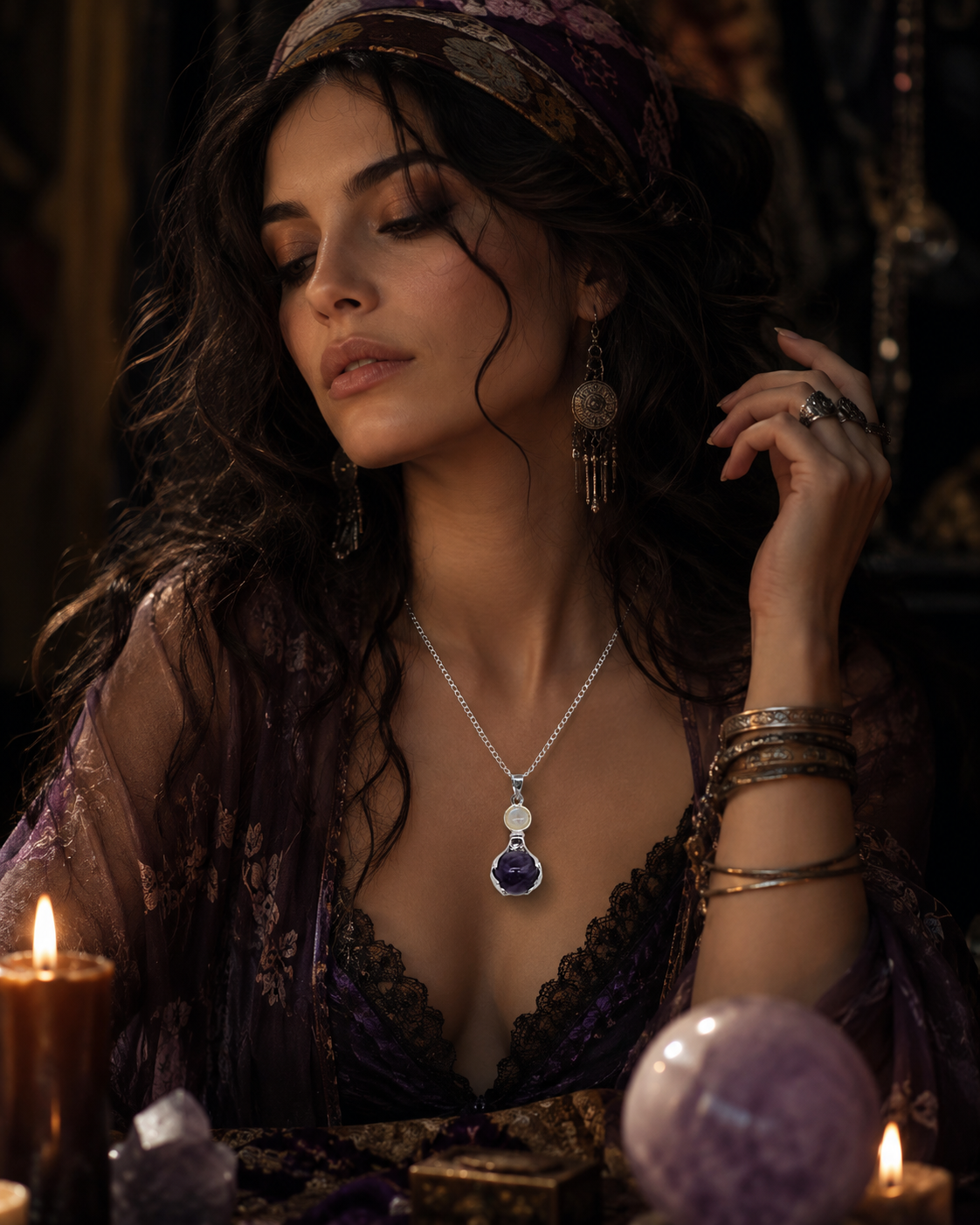 La Main de l'Oracle — Pendentif Améthyste
