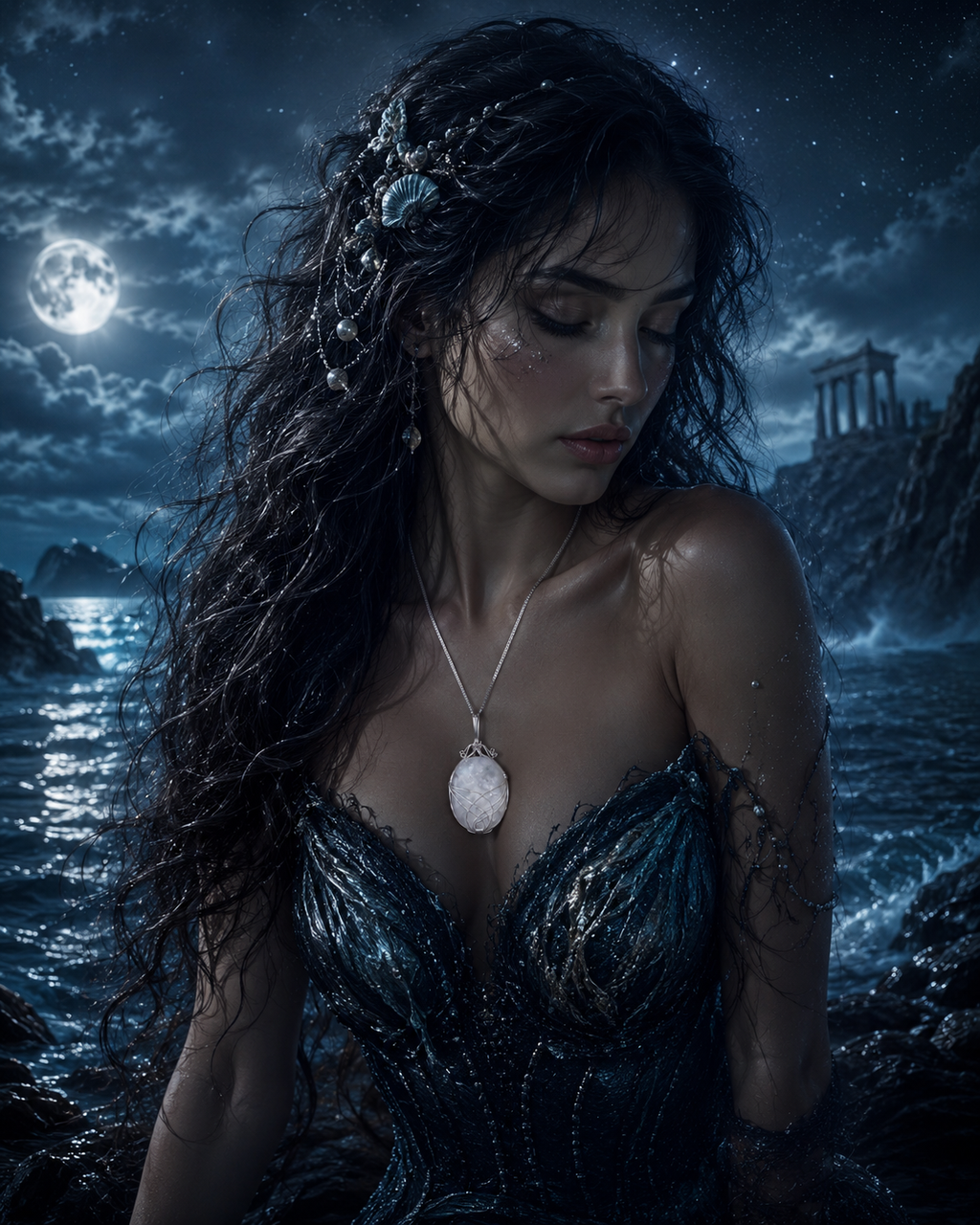 Lueur des Abysses — Pendentif opalescent