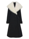 Manteau Impérial de l’Hiver Noir – Grand Col Fourrure & Coupe Longue