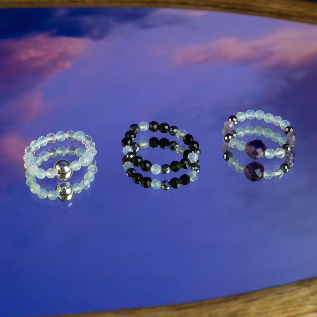 Black Moon Trinity — Trio of Stone Rings