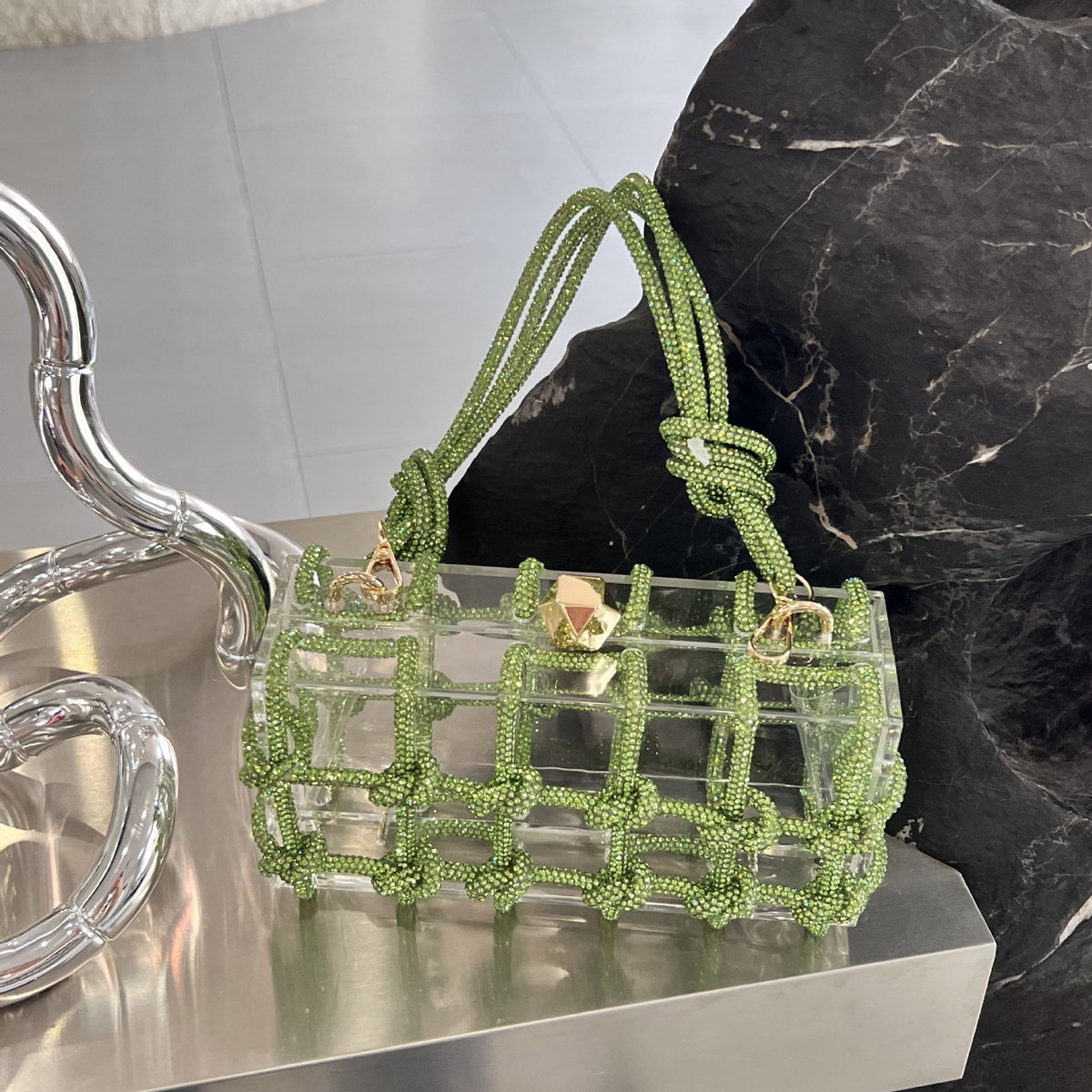 Sac Cristal des Profondeurs – Minaudière Tressée Sirène