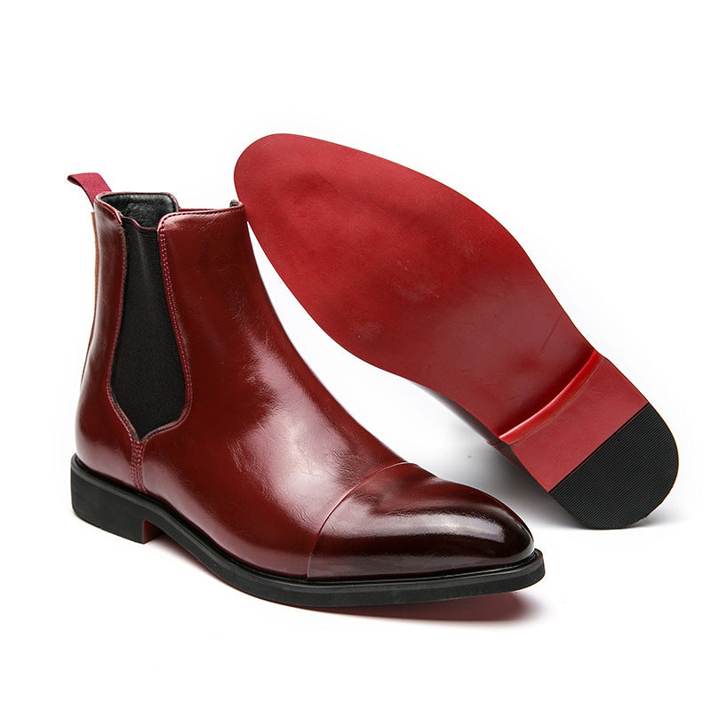 Bottines Nocturne Écarlate – Chelsea Homme à Bout Pointu