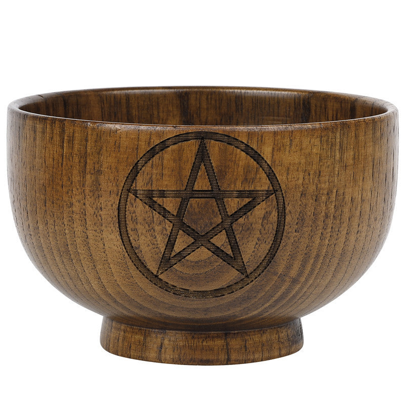 🌙 Le Bol de l’Autel Lunaire — Coupe Wicca en Bois Gravé