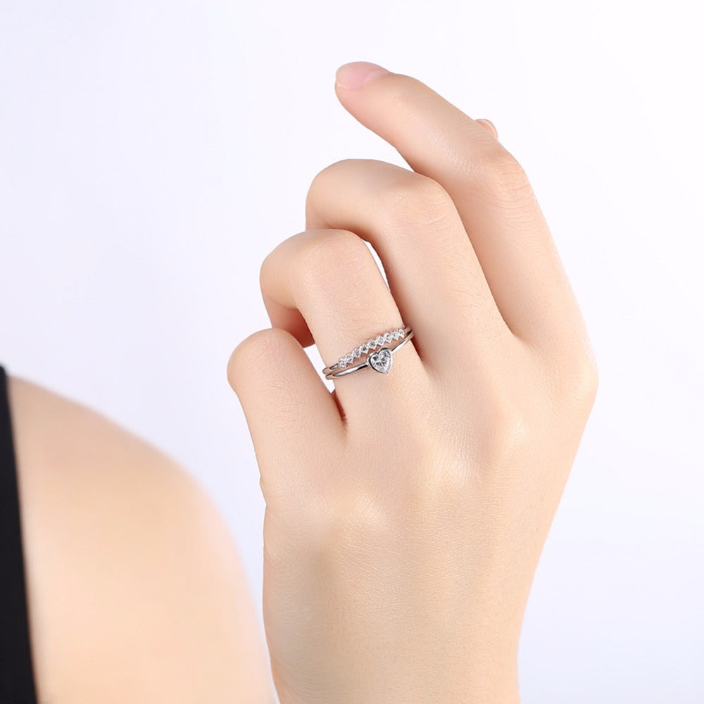 Bague Cœur Éclat – Argent 925 & Zircon