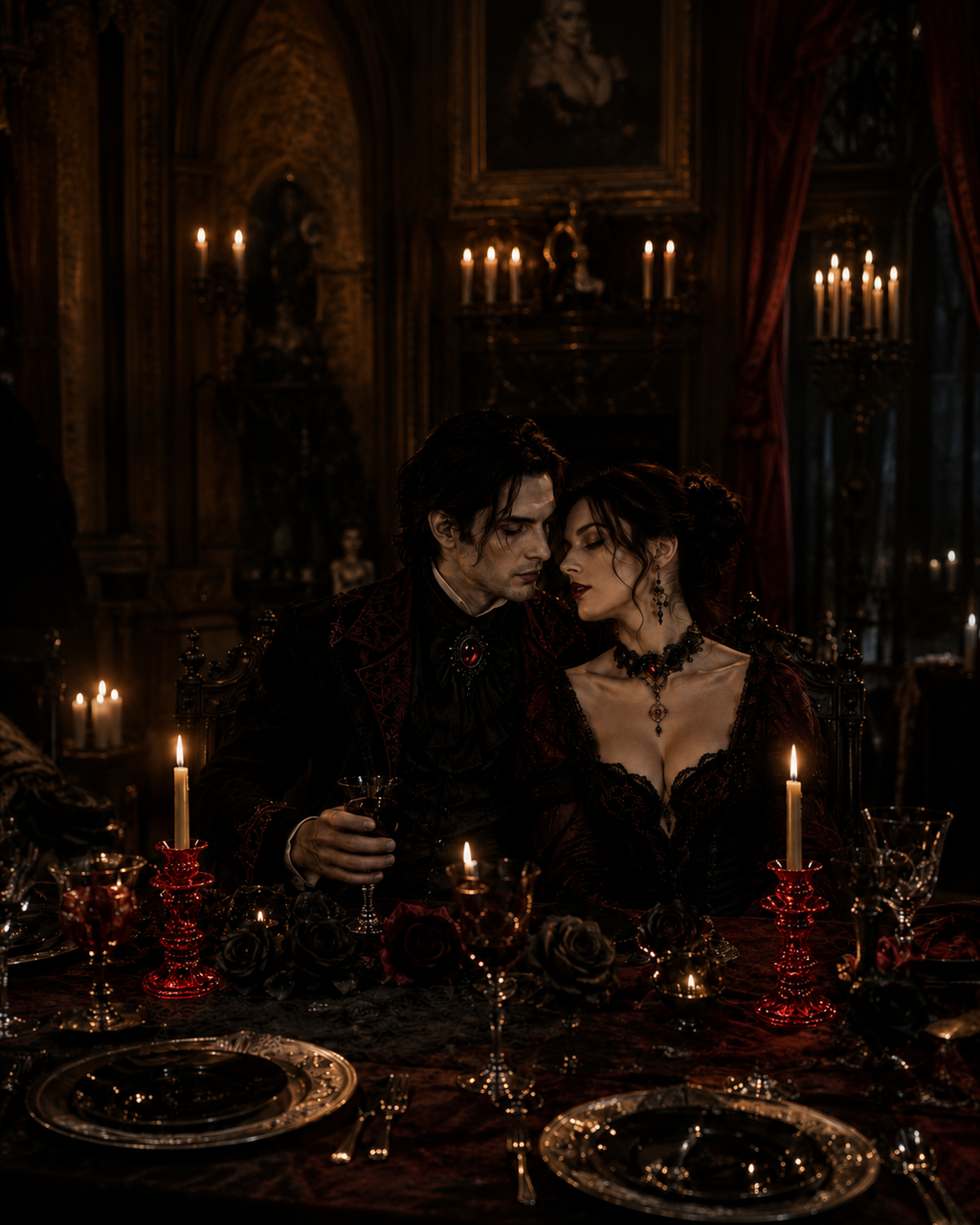 Les Chandelles du Sang Éternel — Duo de Bougeoirs Rouge Vampire