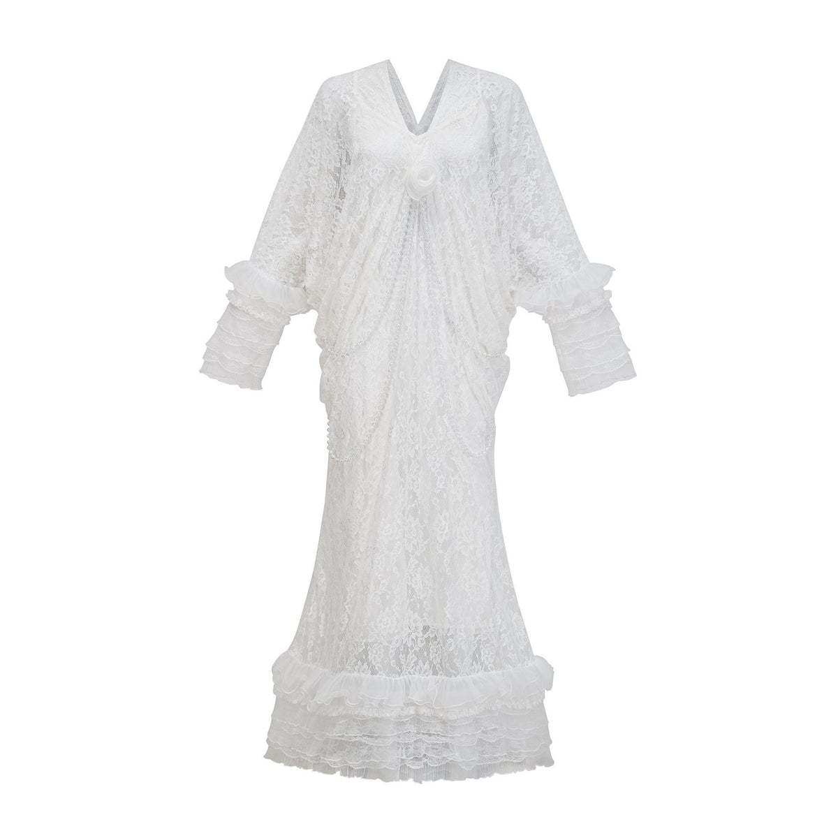 Robe Spectrale Victorienne avec Voile – Blanche ou Noire