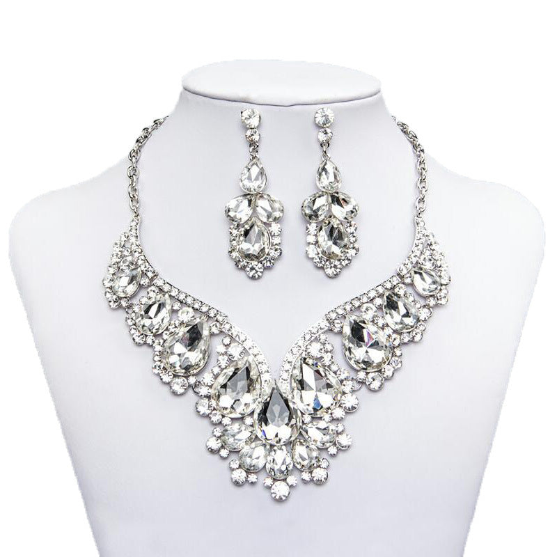 Dark Nuptials Set - Crystal Necklace & Earrings