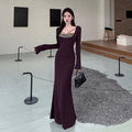 La Panthère Pourpre – Robe longue violette aux détails léopard