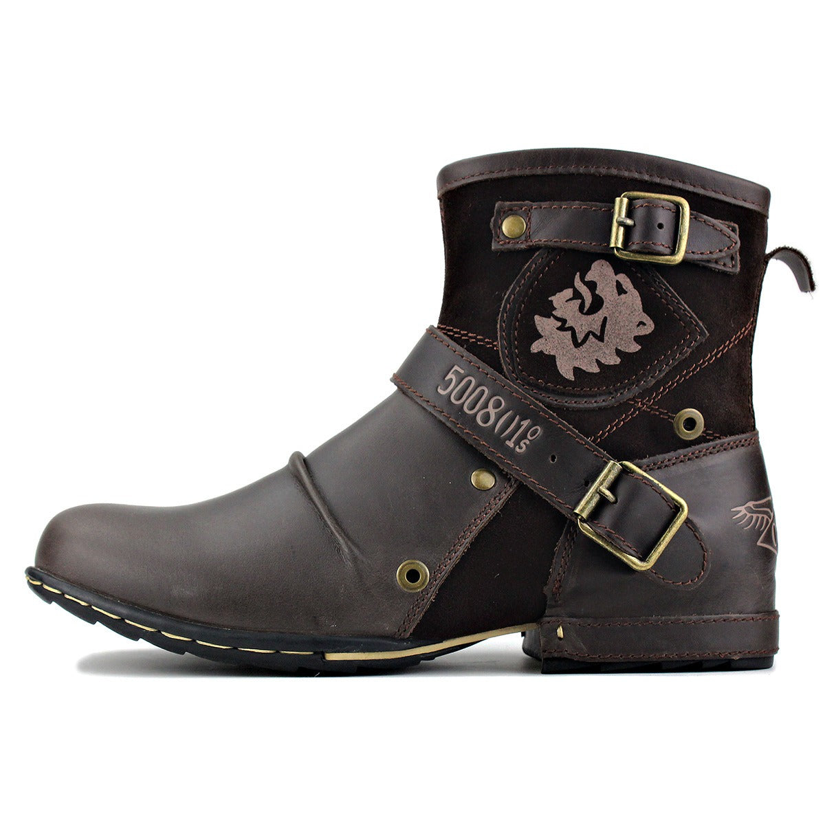 Bottines Homme Western Nocturne – Cuir Effet Vieilli & Boucles