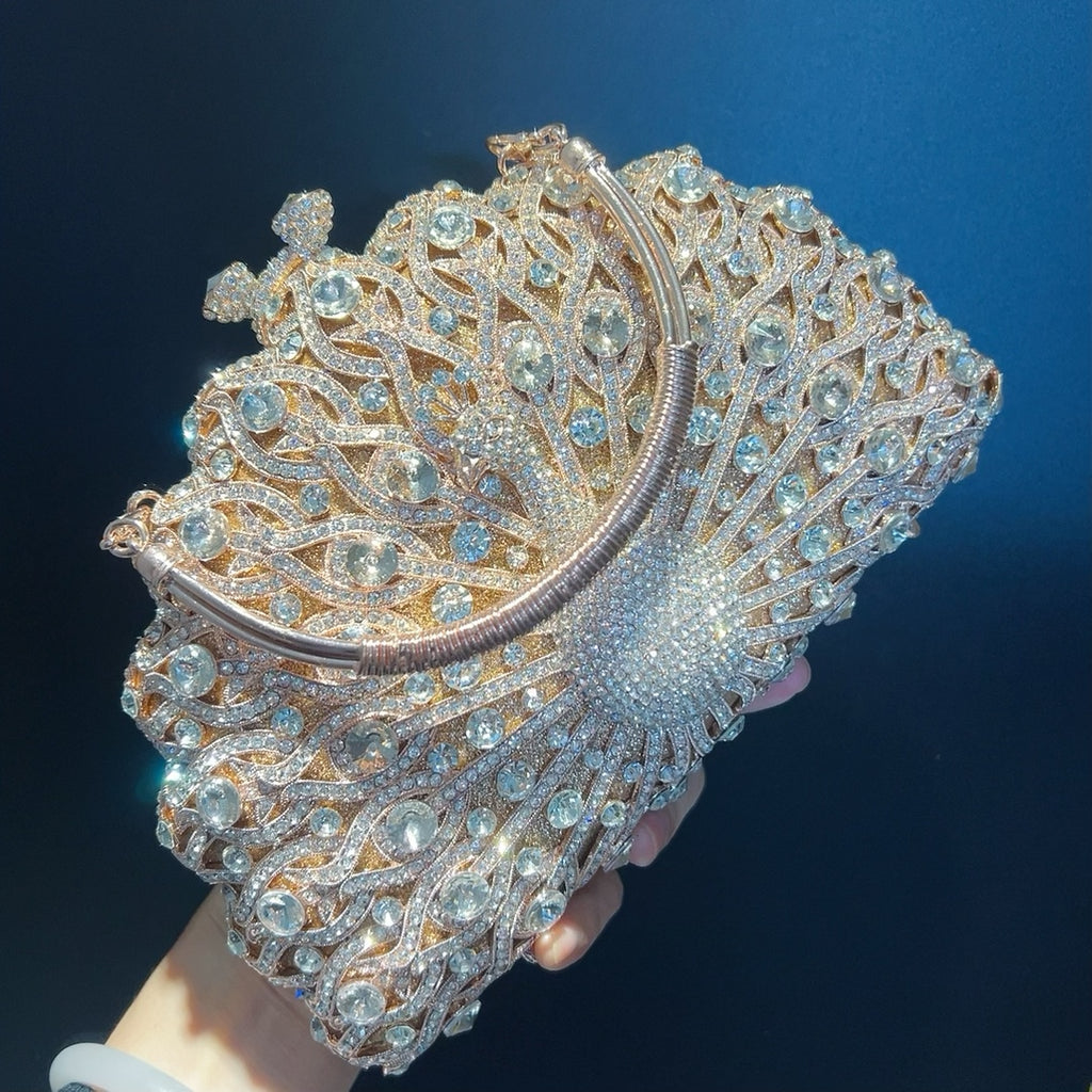 Minaudière Paon Baroque – Éclat de Cristal