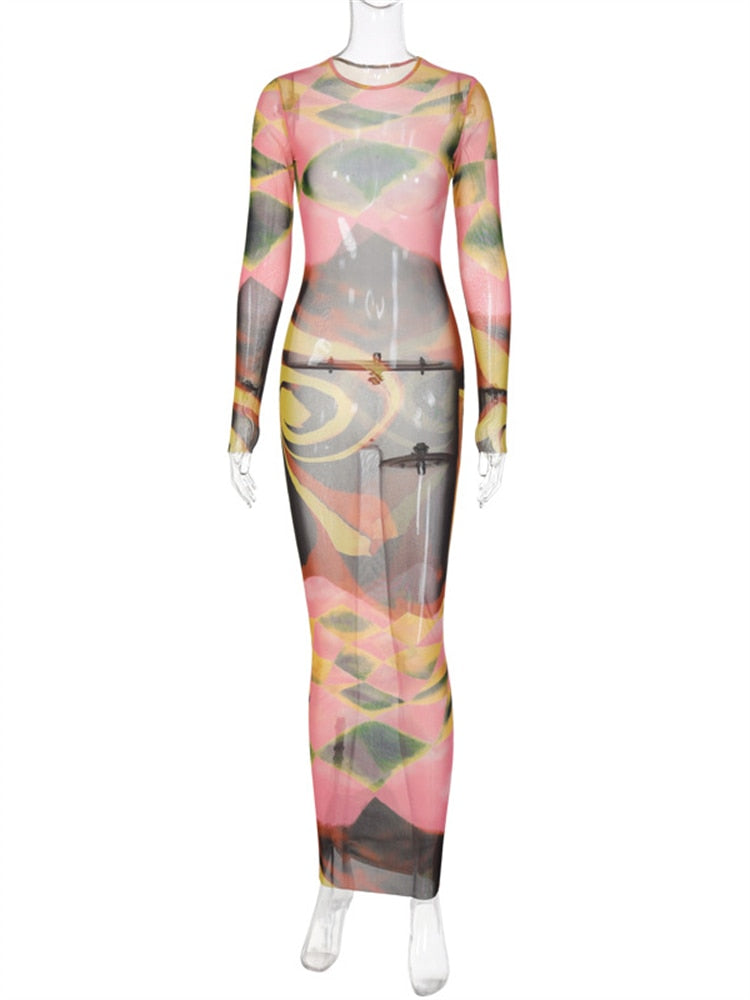 🎪 L’Illusionniste du Chapiteau — Robe Longue Psychédélique