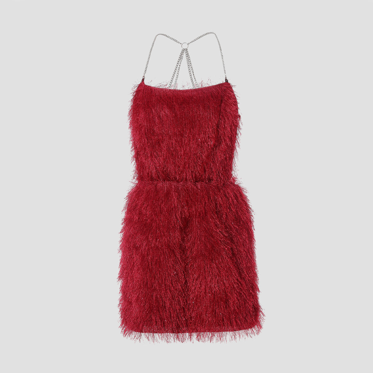 Robe Bordeaux à Franges & Chaînes – Velours de Minuit
