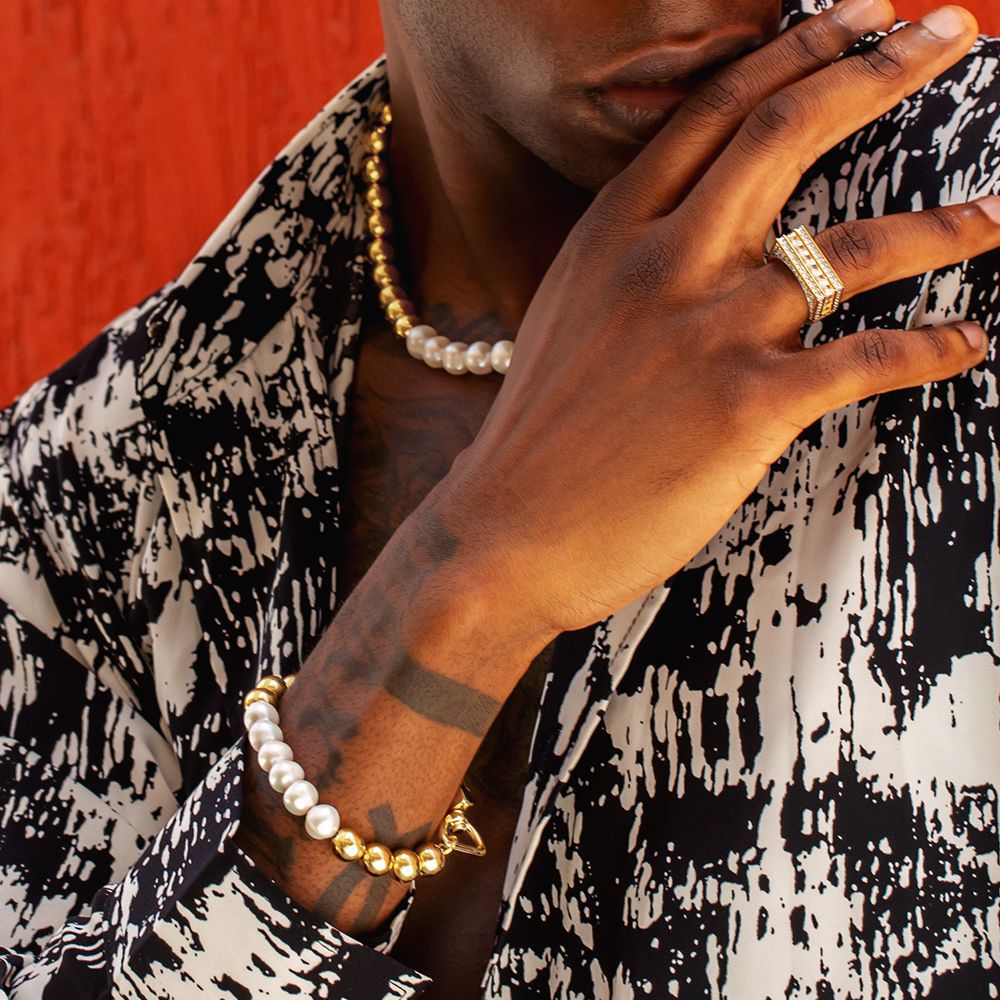 Parure Homme Perles & Métal — Dandy des Ombres