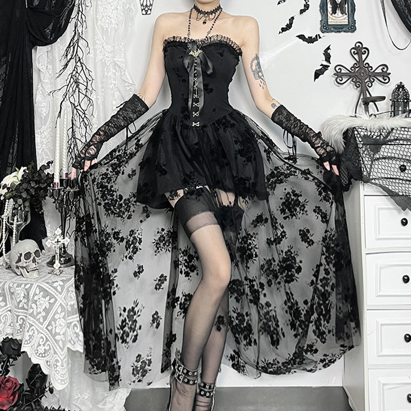 Gothic Corset & Lace Dress – Midnight Widow