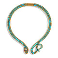 The Serpent of Illusion — Turquoise & Gold Serpent Necklace