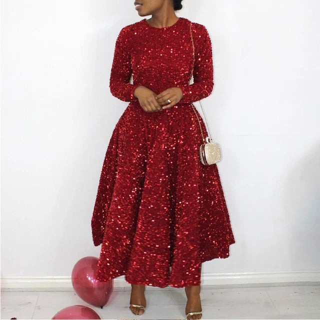 Robe Éclat de Minuit – Velours & Sequins