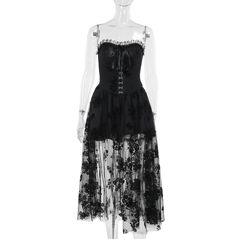Gothic Corset & Lace Dress – Midnight Widow