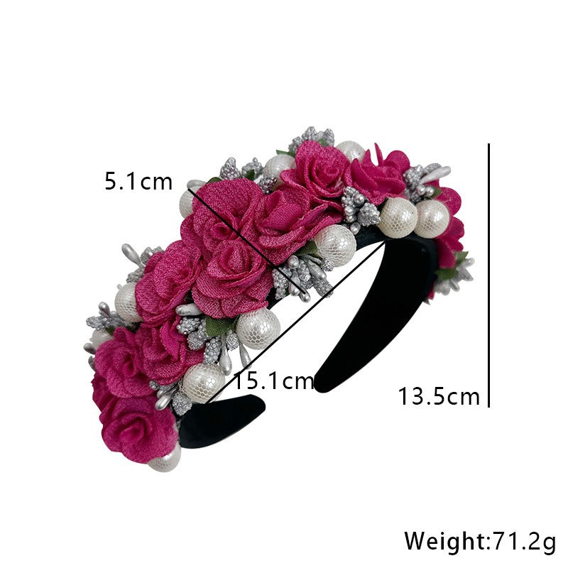 The Purple Bride's Crown — Baroque Rose and Pearl Headband