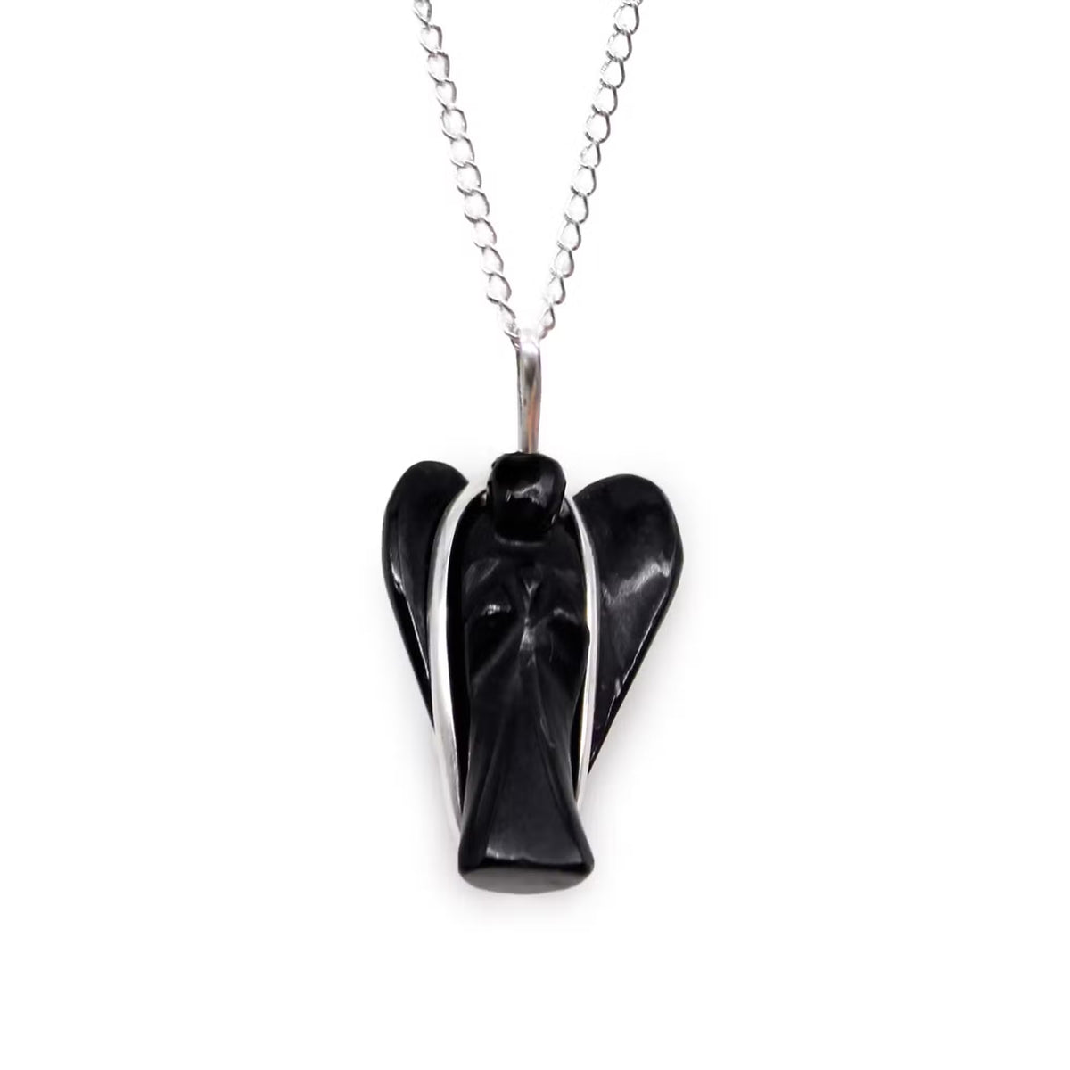 Ange Gardien Noir – Pendentif en Agate Noire