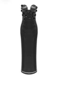 Robe Féline de Minuit – Sequins & Fleurs Noires