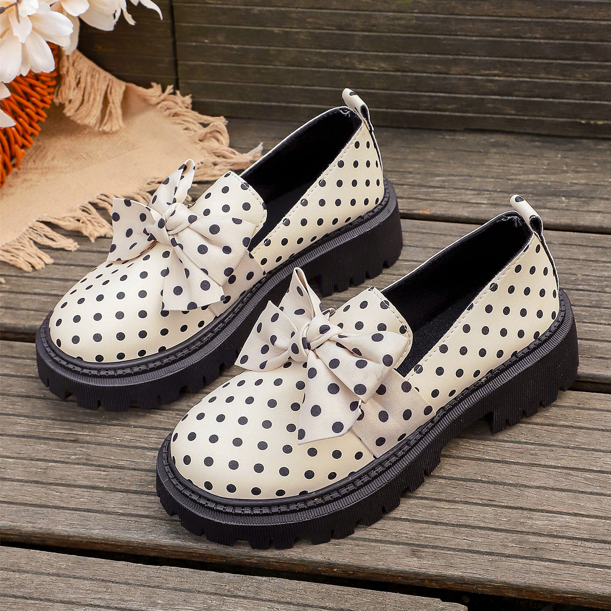 Mocassins Arlequin Nocturne – Pois & Nœud