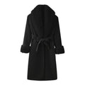 Manteau Impérial d’Hiver – Long Col Fourrure & Taille Ceinturée
