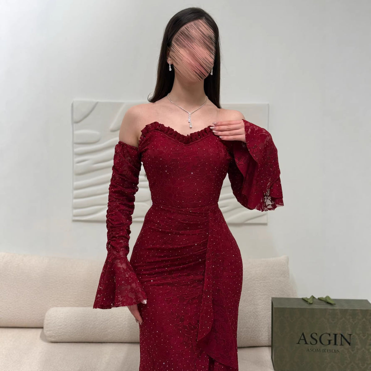 Robe Sirène Grenat à Sequins – Élégance Vampirique