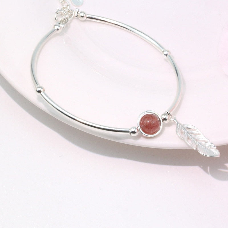 Bracelet Plume d’Argent – Argent 925 & Cristal