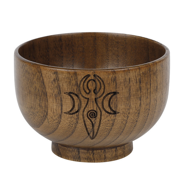 🌙 Le Bol de l’Autel Lunaire — Coupe Wicca en Bois Gravé