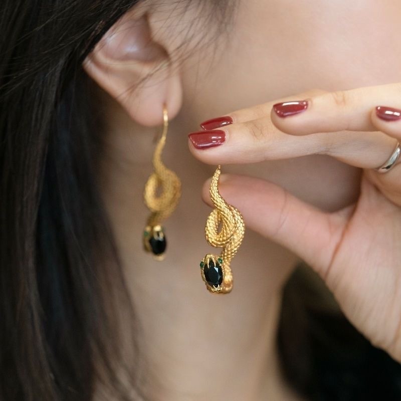 Les Serpents de l’Illusion – Boucles d’Oreilles Dorées