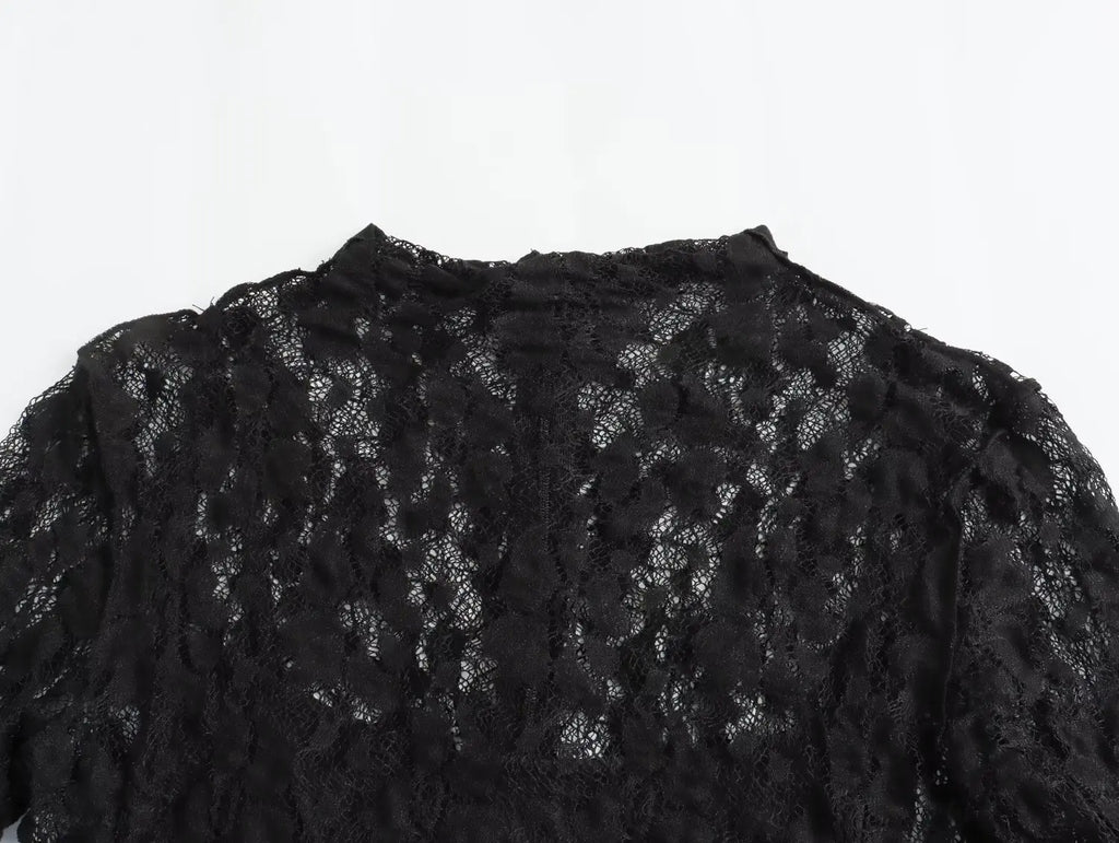 Le Serment de l’Ange Déchu — Robe Longue Noire en Dentelle
