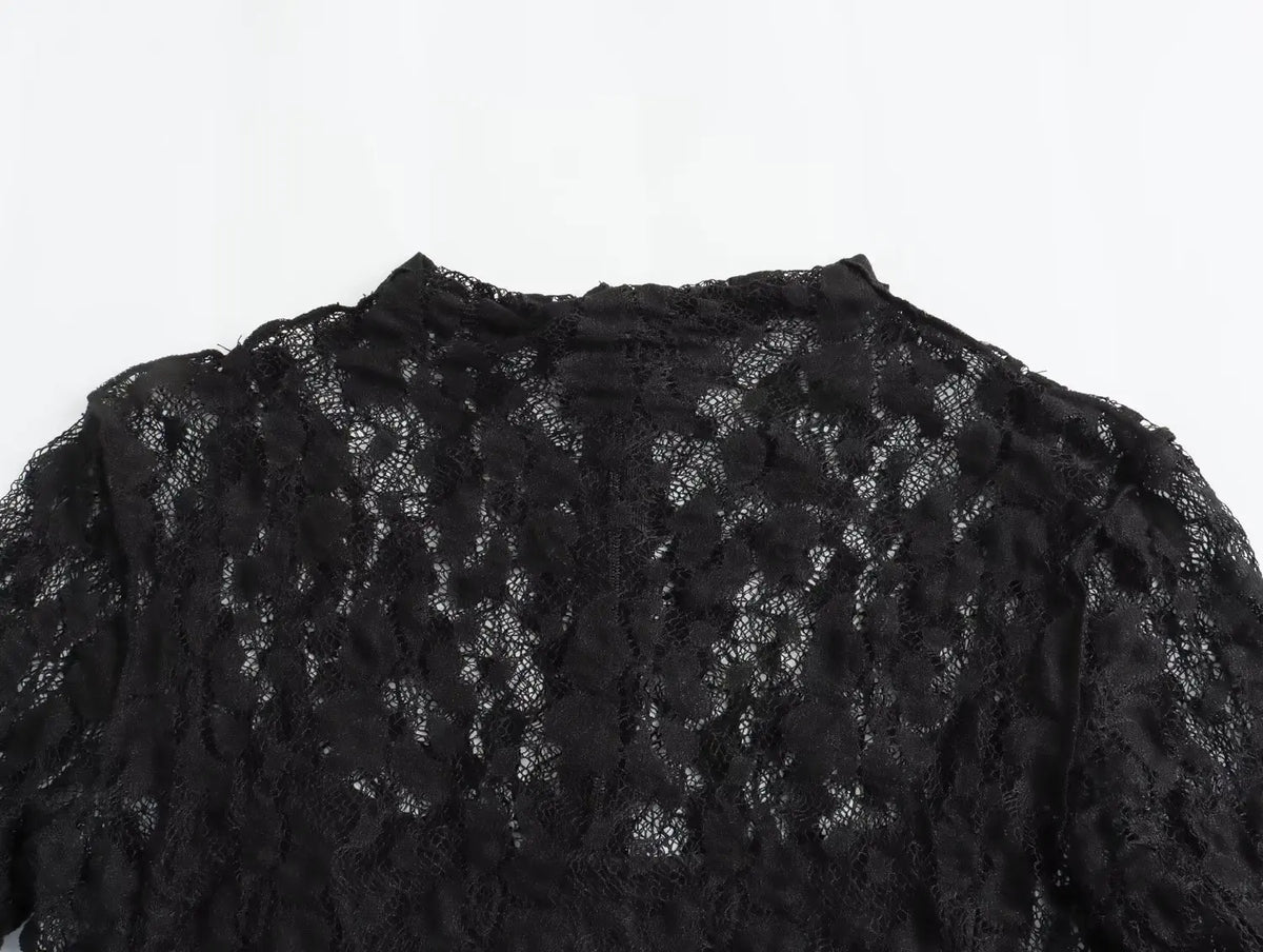 Le Serment de l’Ange Déchu — Robe Longue Noire en Dentelle