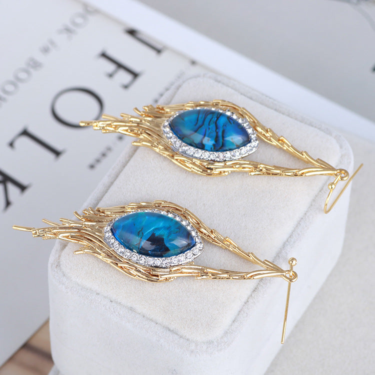 Boucles d’Oreilles Plumes du Phénix d’Azur