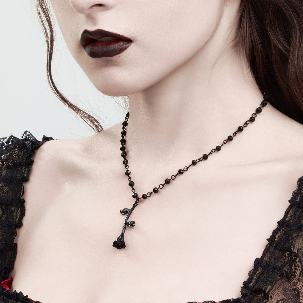 🖤 Le Serment de Minuit — Collier de Perles Noires & Cristal