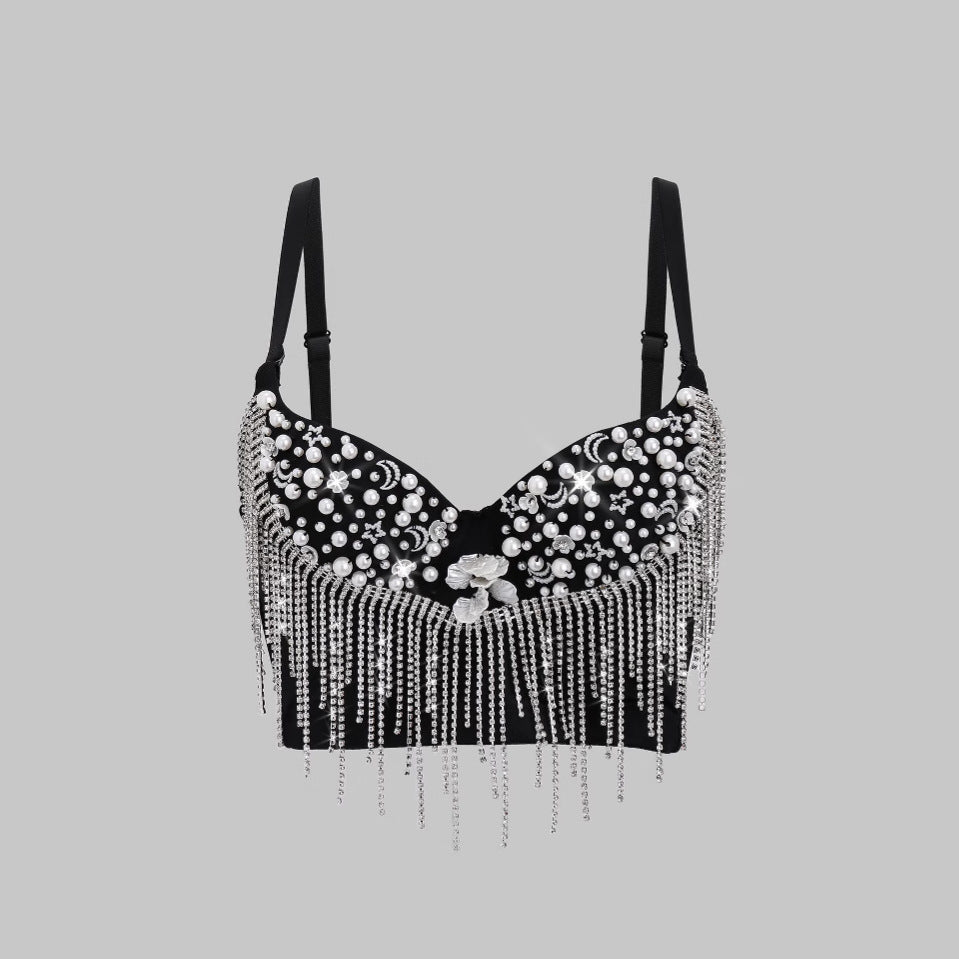 Bustier Écume de Minuit – Perles & Franges ». 🌙🥂
