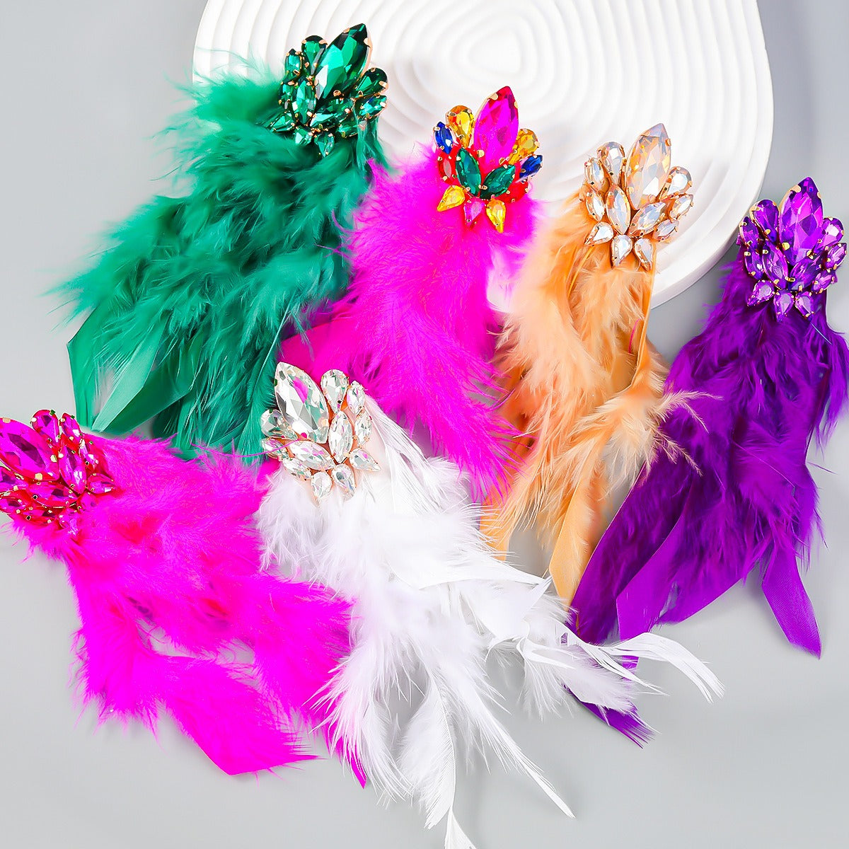 Boucles d’Oreilles Plumes & Cristaux – Éclat Bohème